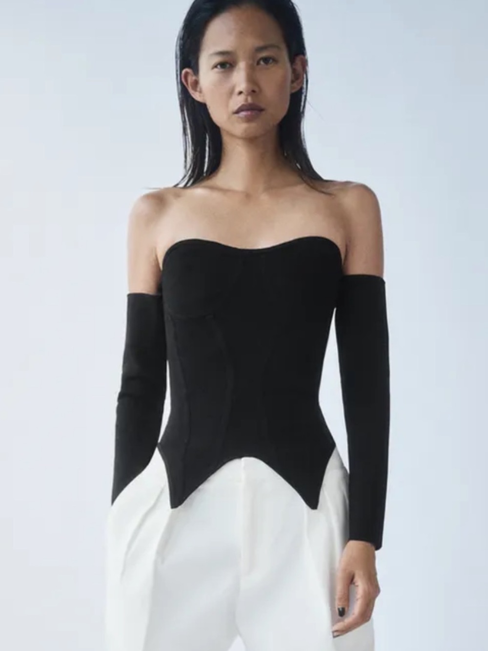 NWT Zara Woman Bloggers Fav KNIT CORSET TOP Black Size S Small